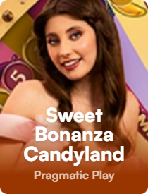 Game icon for Sweet Bonanza Candyland with candy and a host